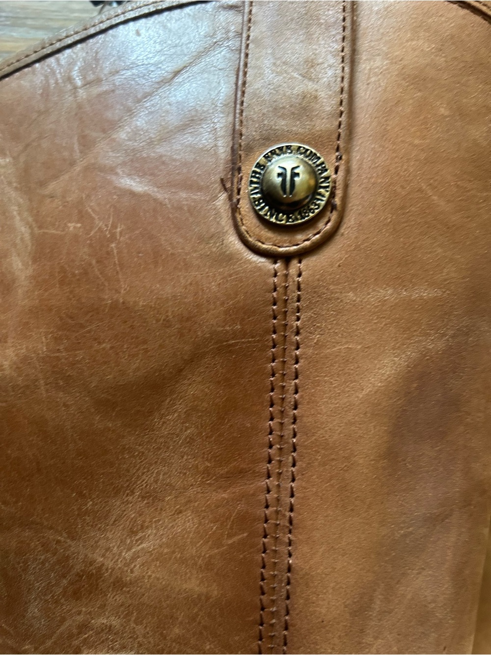Frye Women's Tall Leather Zip Riding Boots in Cognac Brown - Picture 2 of 9